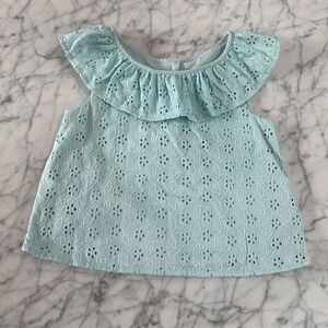 Janie and Jack Eyelet Ruffle Top Sz 6 Blue